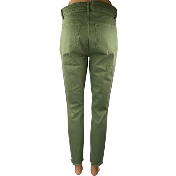Ann Taylor LOFT Women's Green Mid Rise Skinny Frayed Raw Hem Trousers Pants Sz 2 - Picture 3 of 5